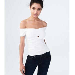 NWT Aeropostale White Off Shoulder Tee size XS
